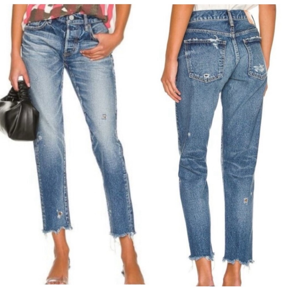 Moussy Vintage Howa Distressed Raw Hem Ankle Jeans 27